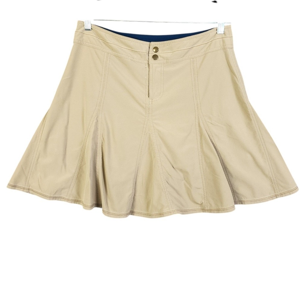 Title Nine Womens Tan Khaki Athletic Hiking Skort Size 8 A-Line Zip Pockets